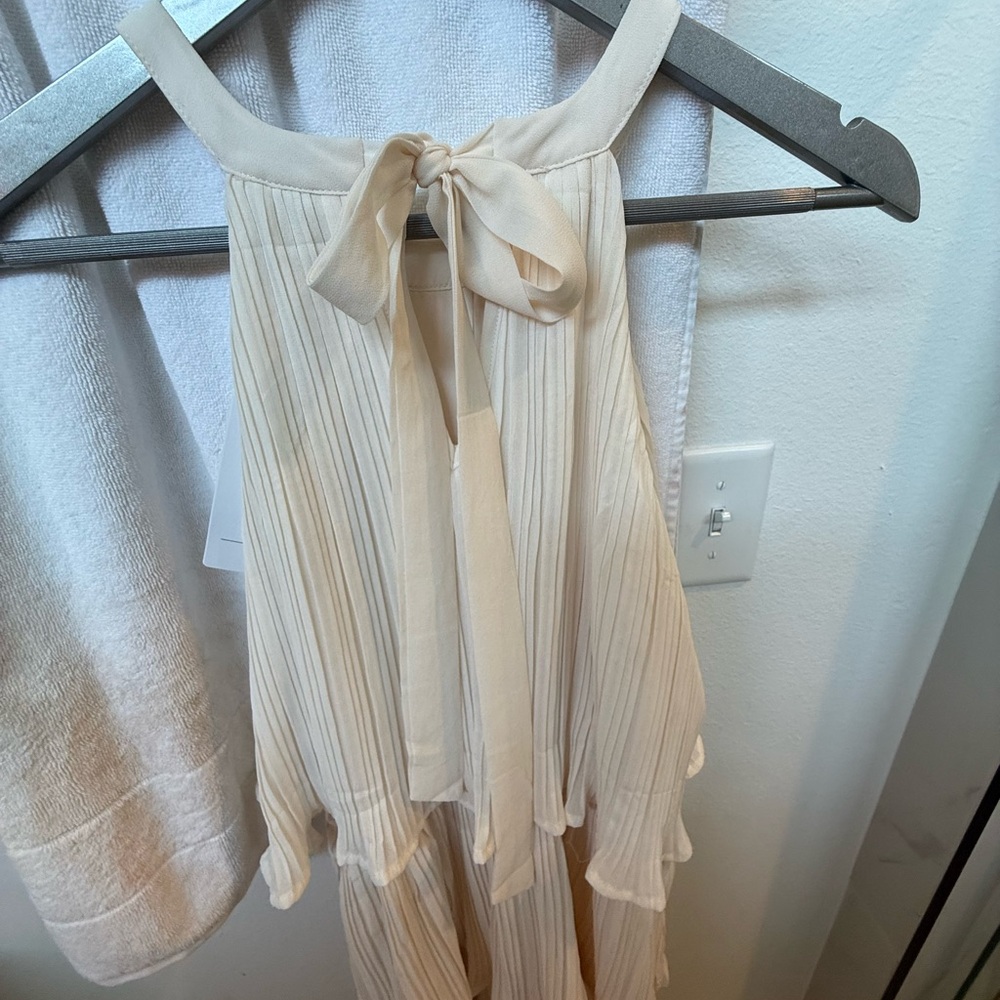 Cream Ruffled Tiered Halter Sundress - Picture 5 of 8